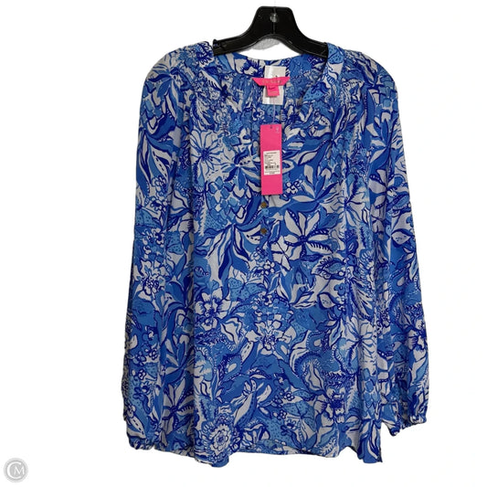 Top Long Sleeve Designer By Lilly Pulitzer In Blue, Size: M
