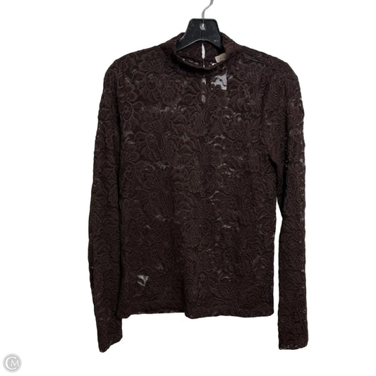 Top Long Sleeve Basic By Loft In Brown, Size: S