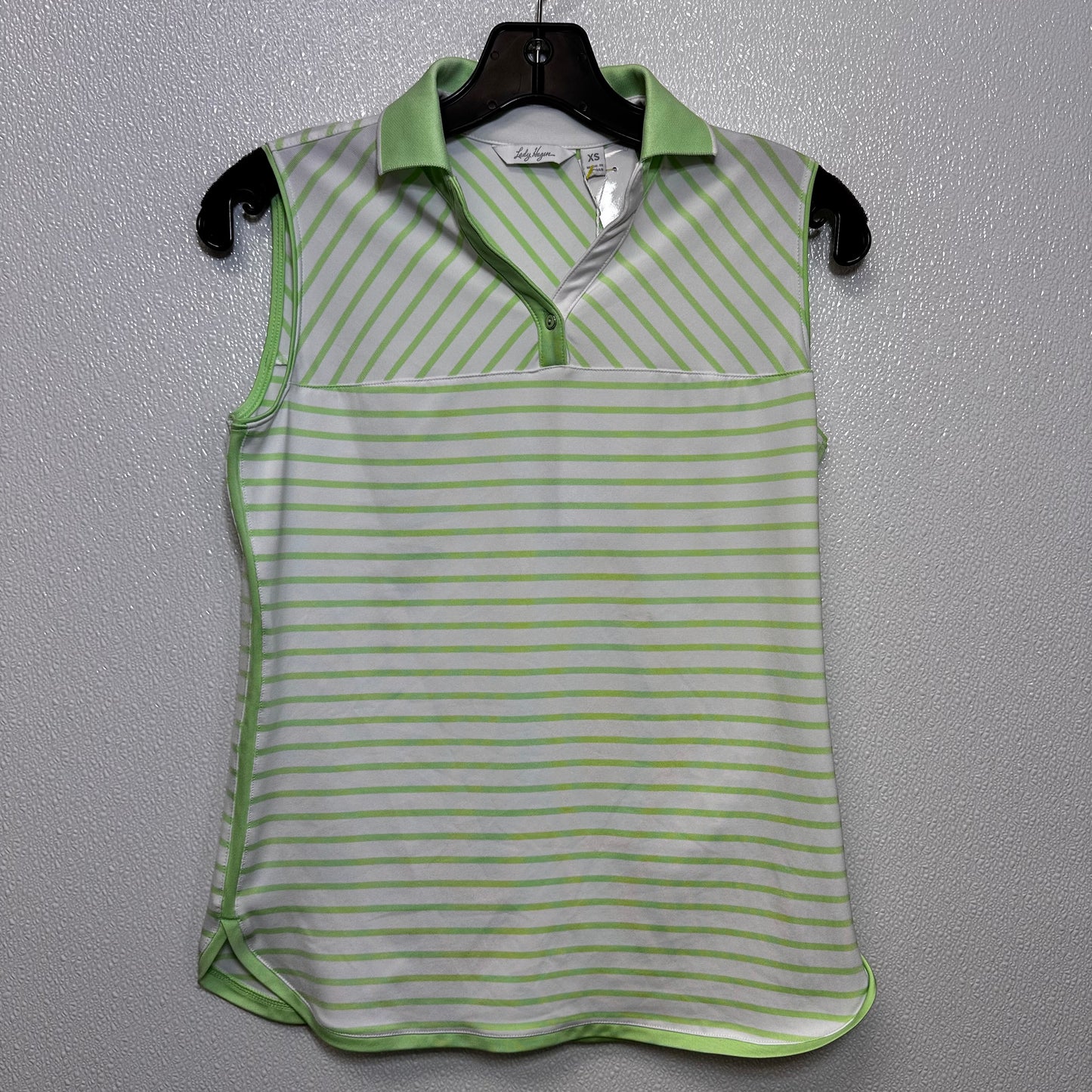 Green White Athletic Tank Top Lady Hagen, Size Xs