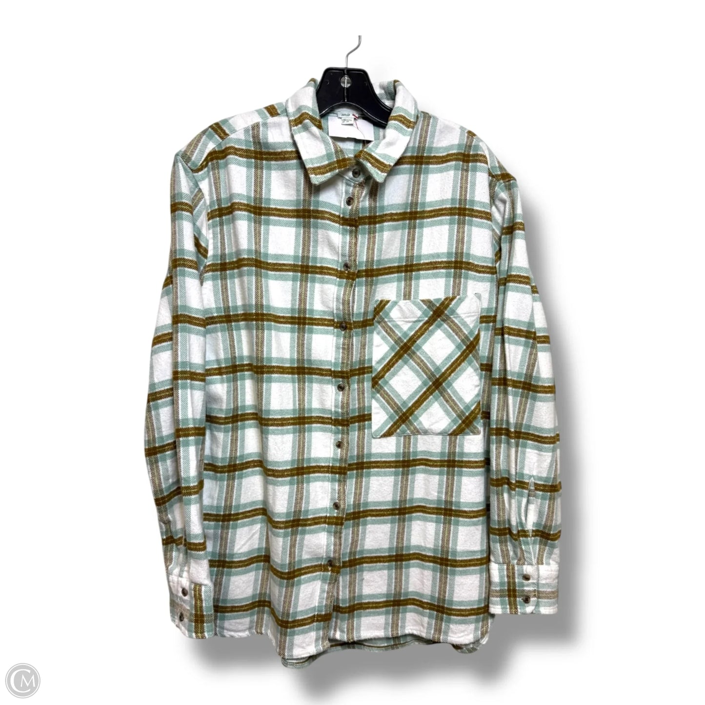 Top Long Sleeve By Aerie In Plaid Pattern, Size: S
