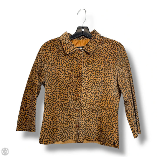 Top Long Sleeve Basic By Arden B In Leopard Print, Size: L