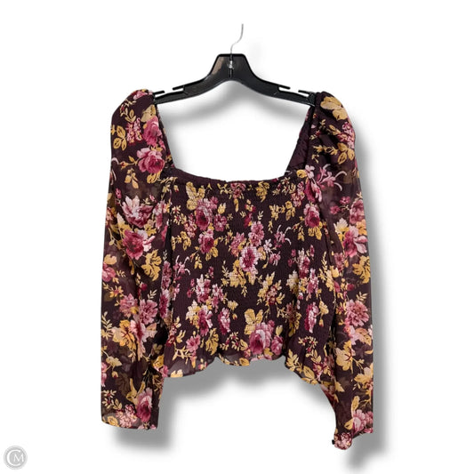 Top Long Sleeve By Express Design Studio In Floral Print, Size: Xl