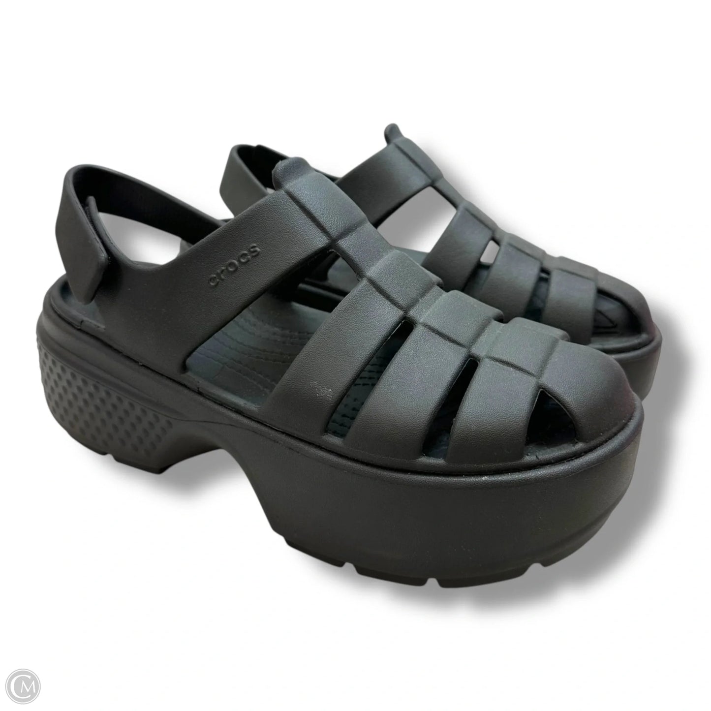 Sandals Heels Platform By Crocs In Black, Size: 9