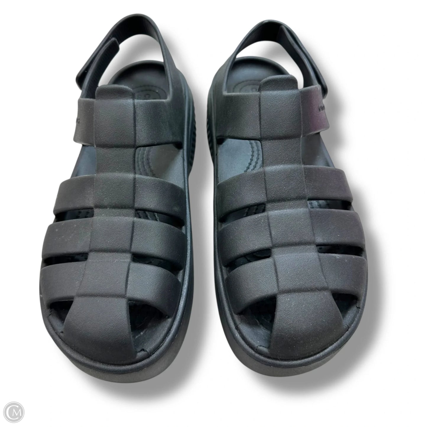Sandals Heels Platform By Crocs In Black, Size: 9