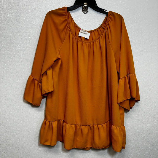 Mustard Top Long Sleeve Basic Free Kisses, Size 3x