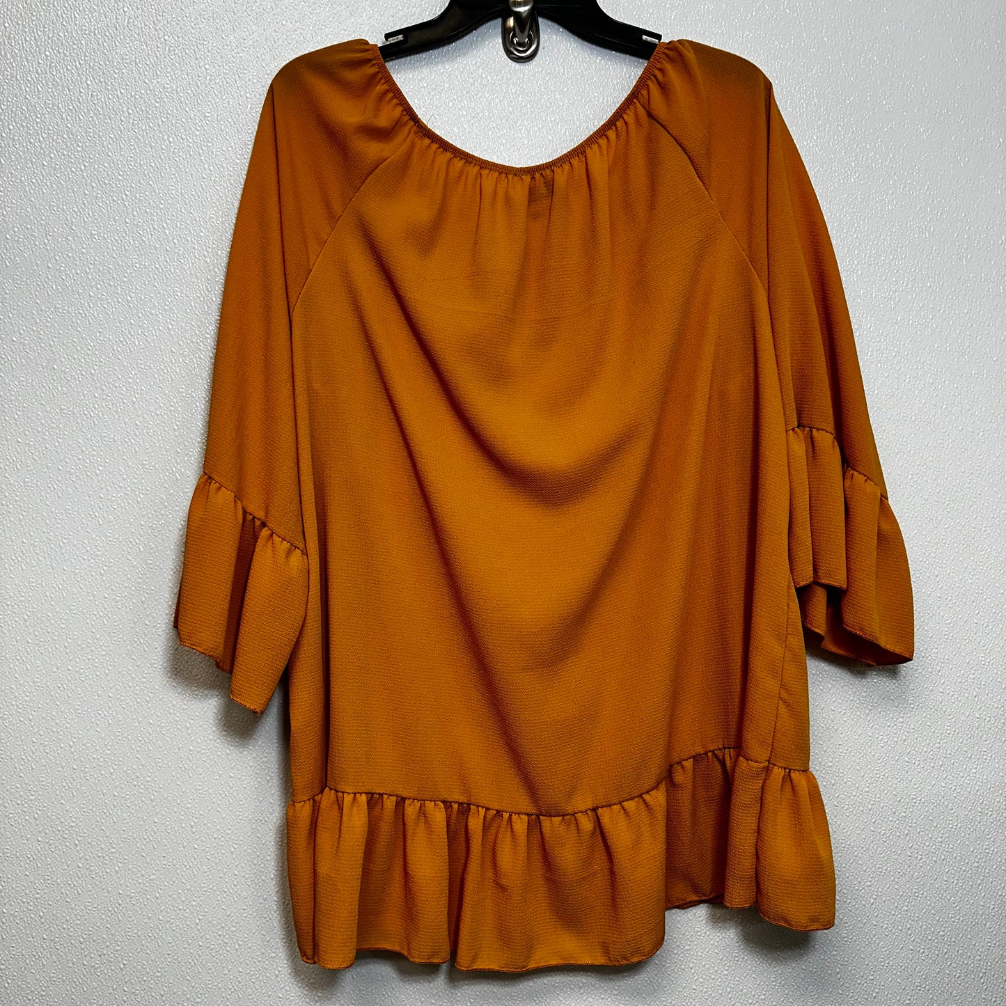 Mustard Top Long Sleeve Basic Free Kisses, Size 3x