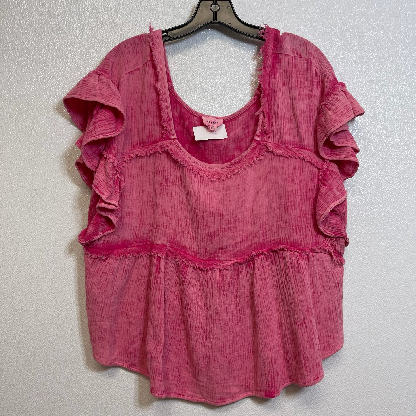 Top Short Sleeve By Bibi In Fuschia, Size: M