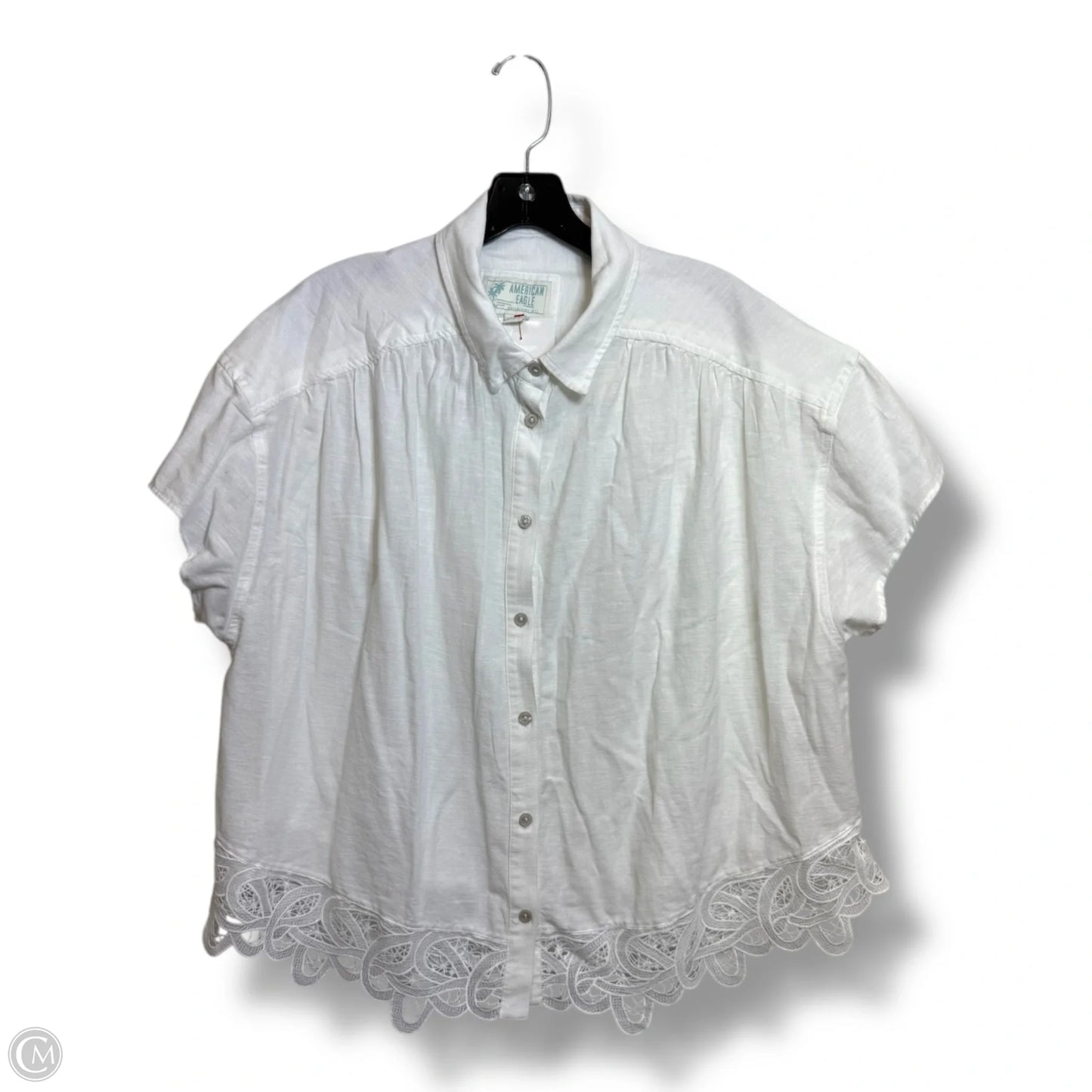 Top Short Sleeve By American Eagle In White, Size: L