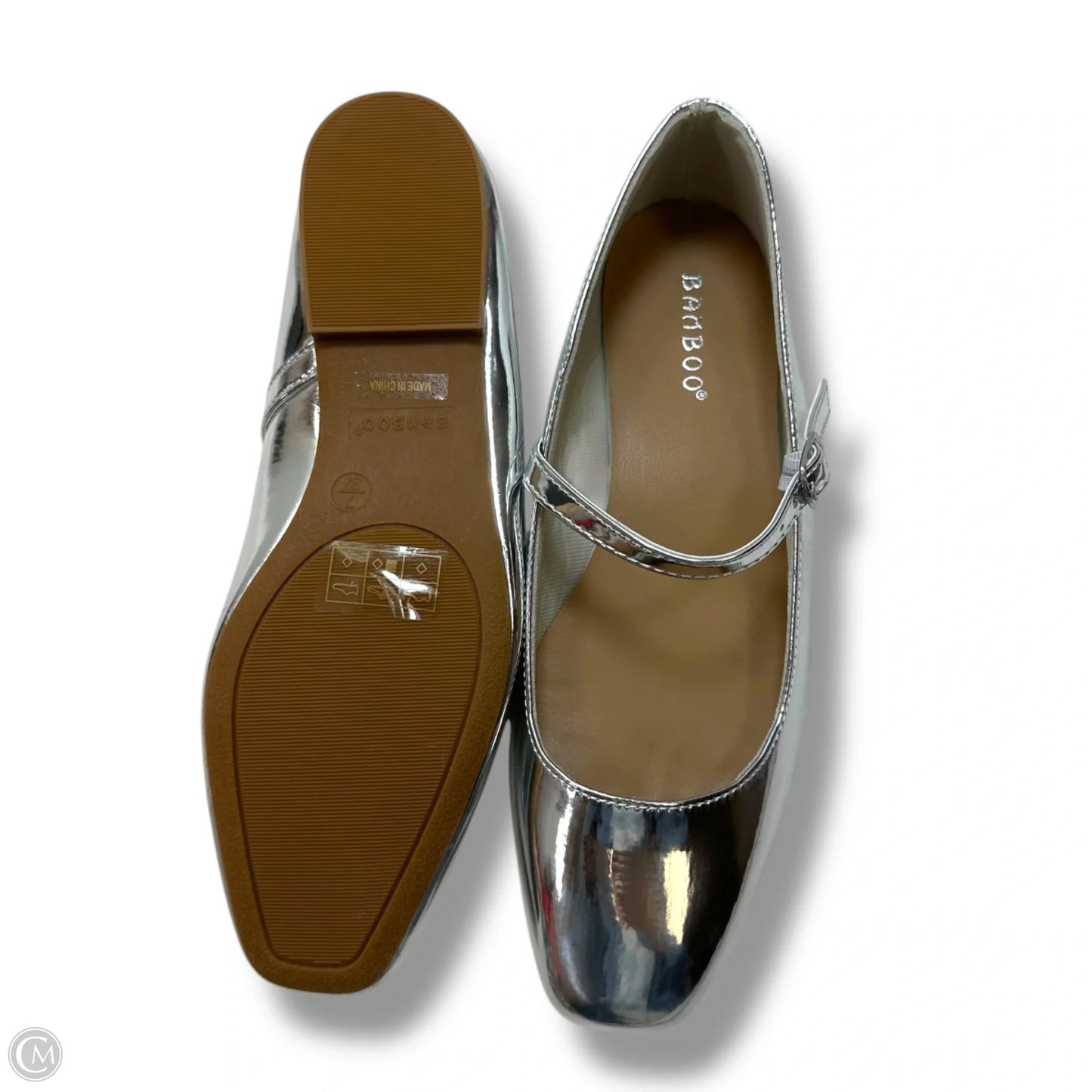 Shoes Flats By Bamboo In Silver, Size: 7