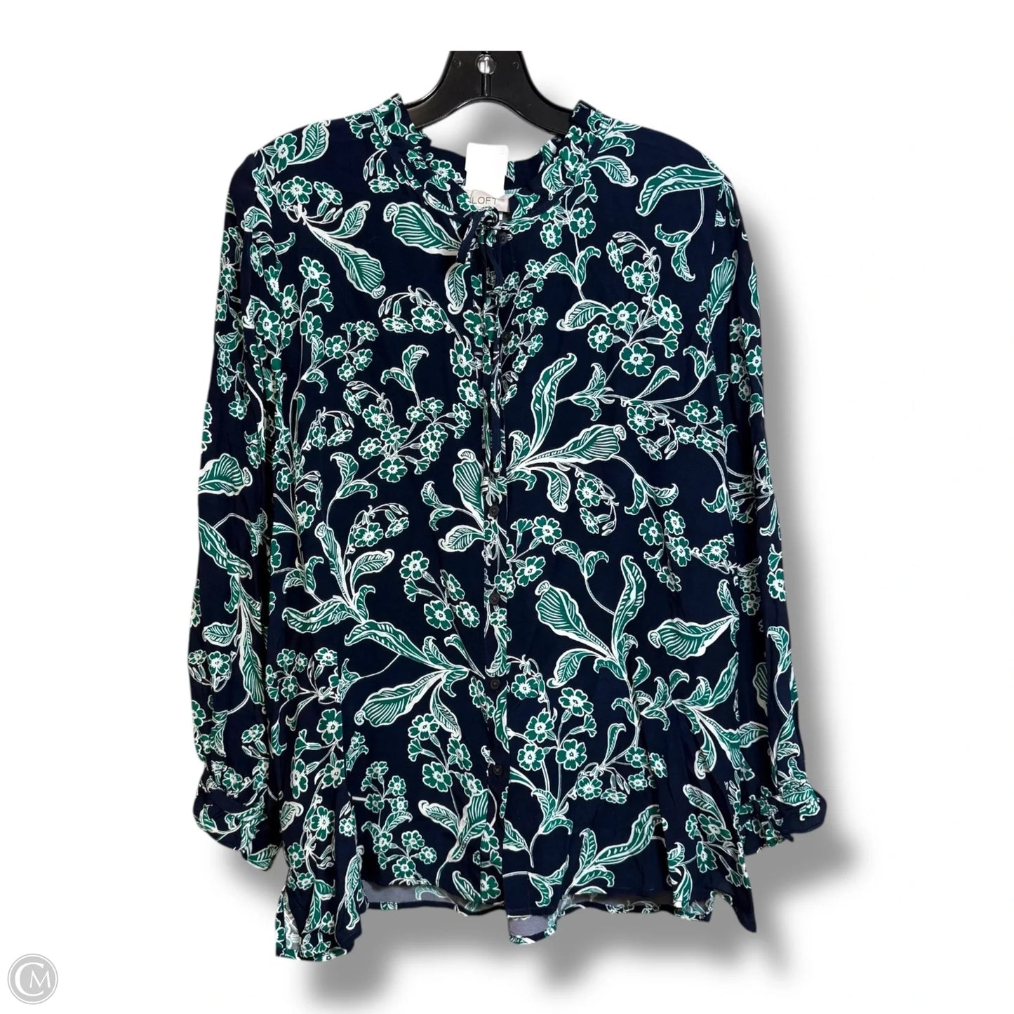 Top Long Sleeve By Loft In Blue & Green, Size: L
