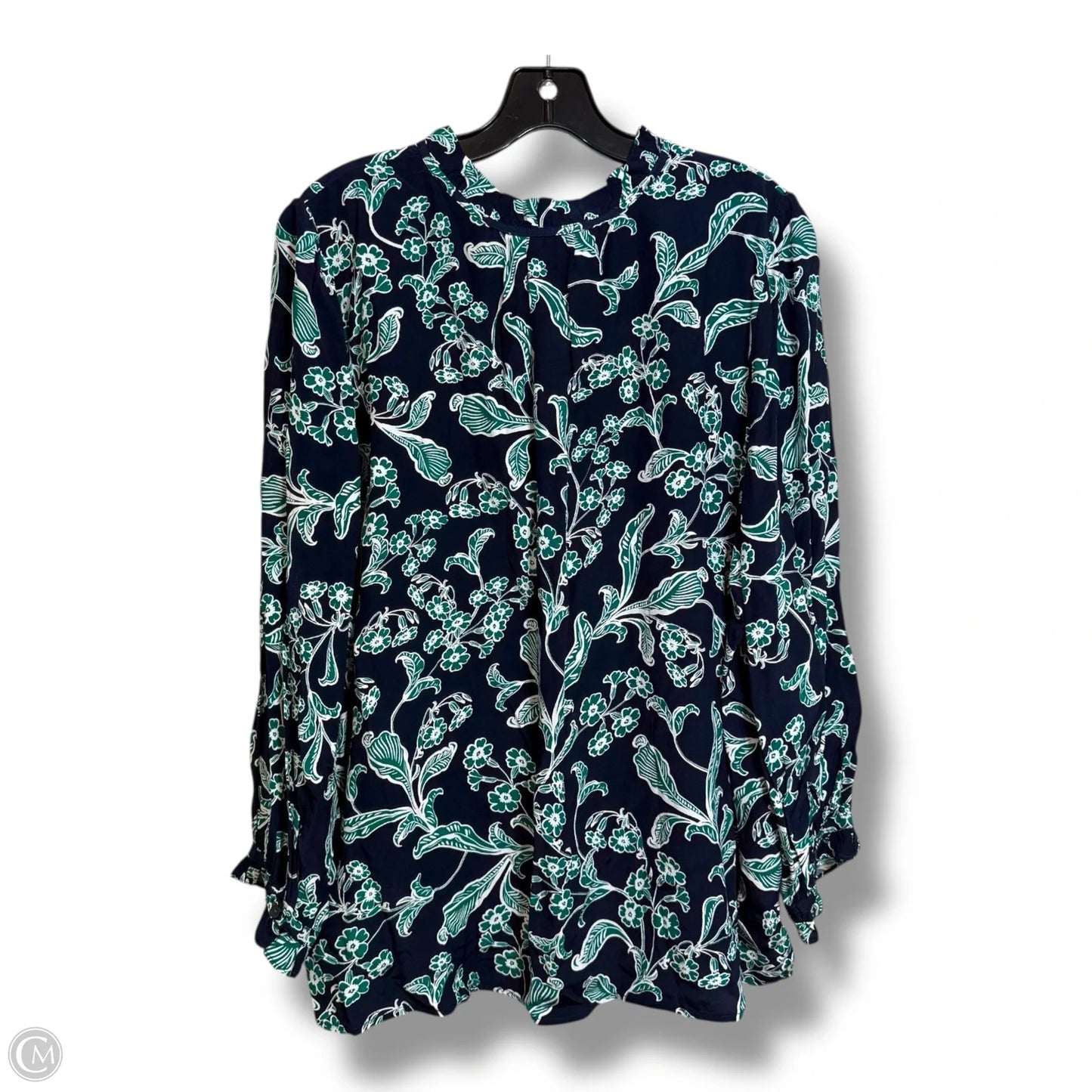 Top Long Sleeve By Loft In Blue & Green, Size: L