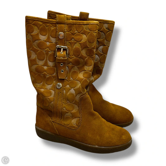 Boots Designer By Coach In Brown, Size: 6.5