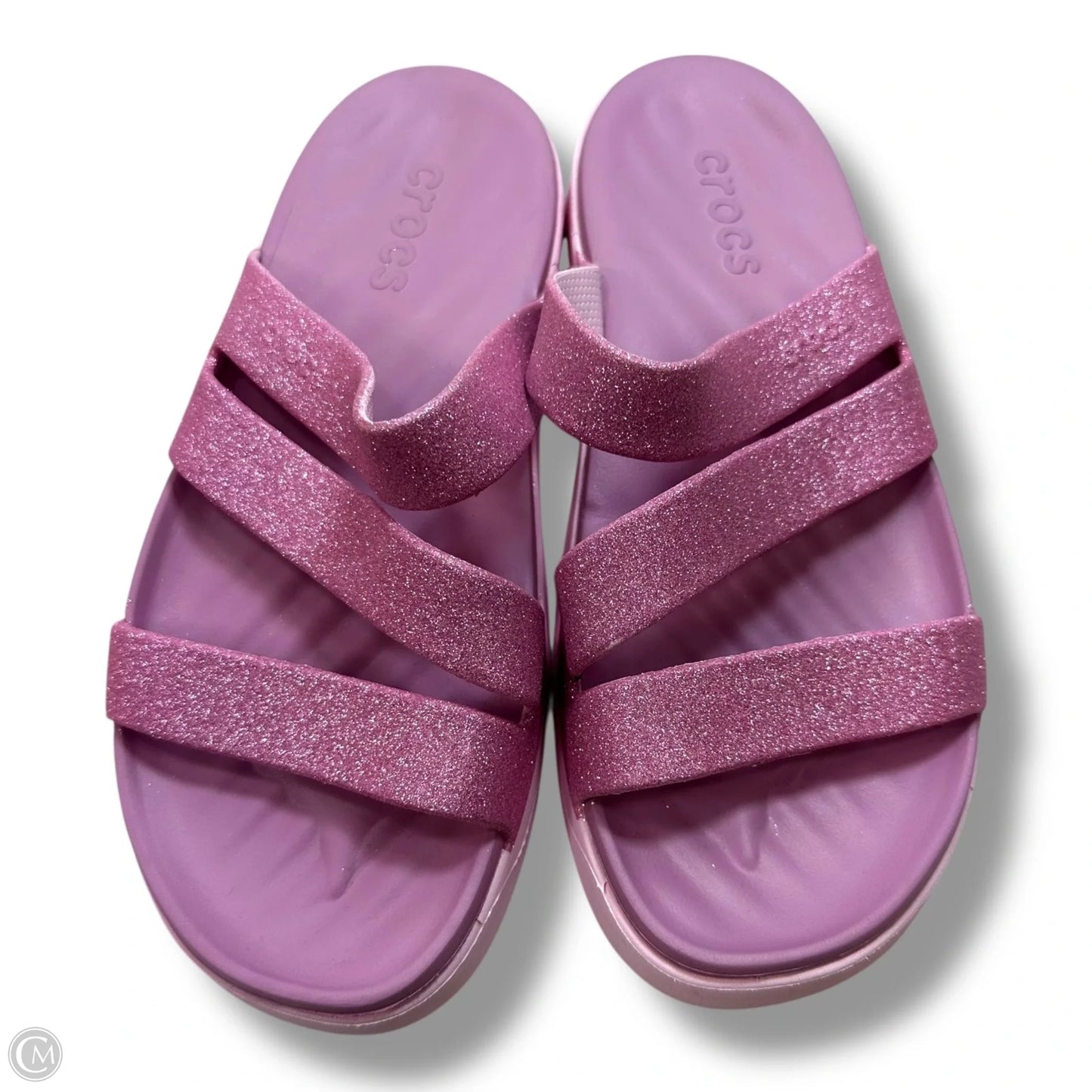 Sandals Flats By Crocs In Pink, Size: 7