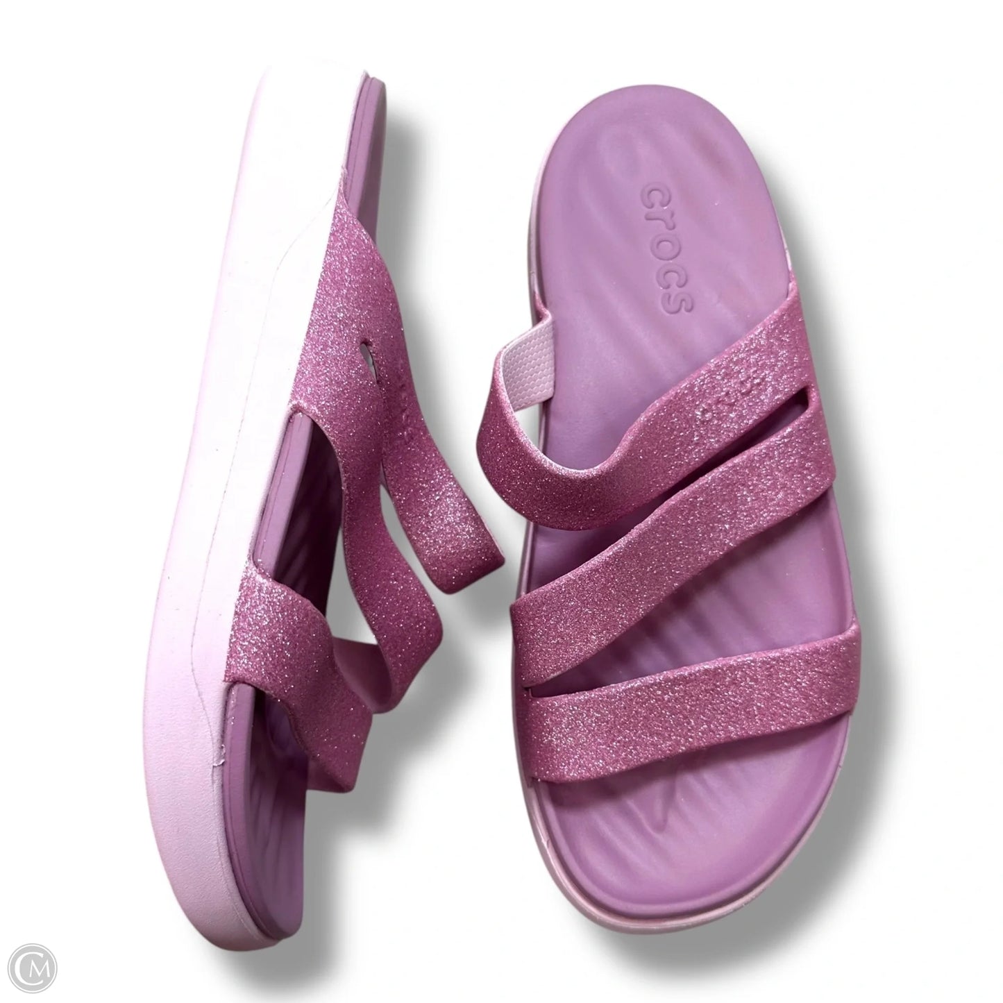 Sandals Flats By Crocs In Pink, Size: 7