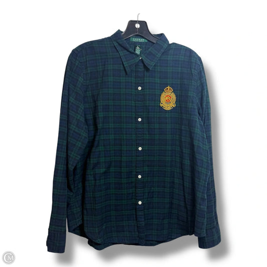 Top Long Sleeve By Lauren By Ralph Lauren In Plaid Pattern, Size: Xl