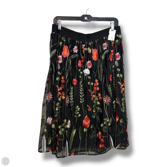 Skirt Midi By Susan Graver In Floral Print, Size: L