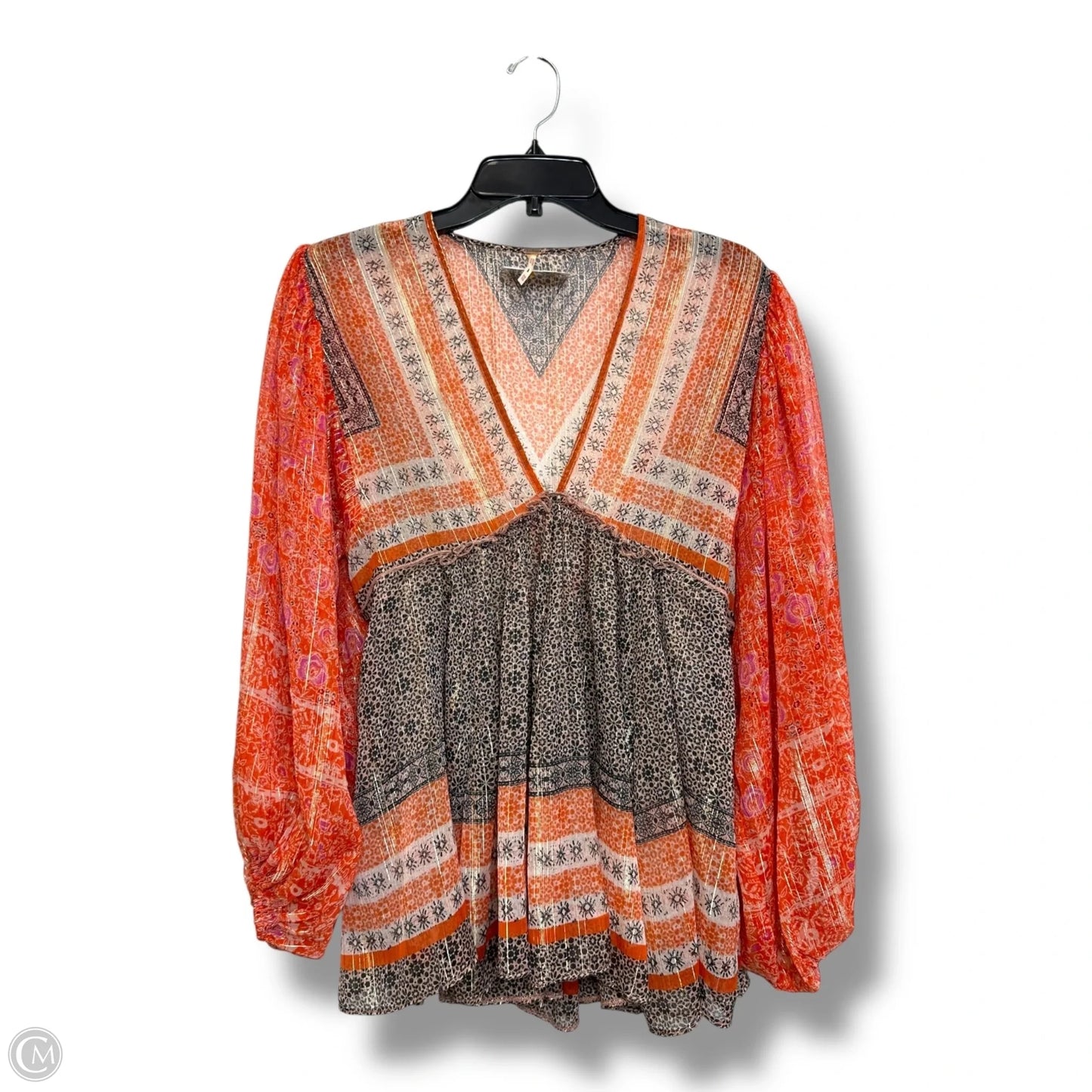 Top Long Sleeve By Free People In Orange, Size: Xs