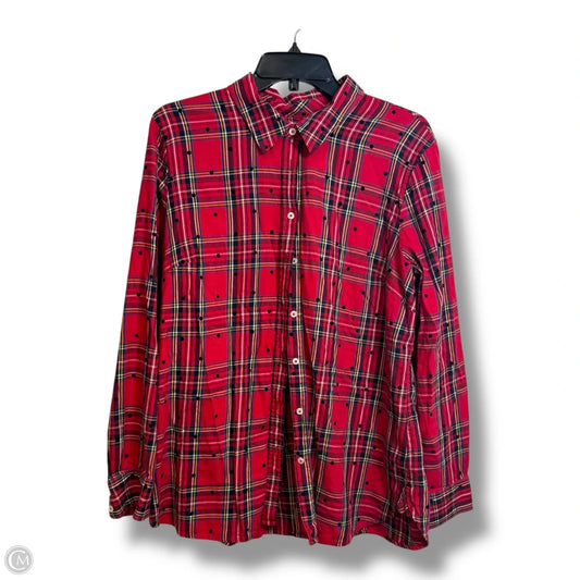 Top Long Sleeve By Talbots In Plaid Pattern, Size: Xl