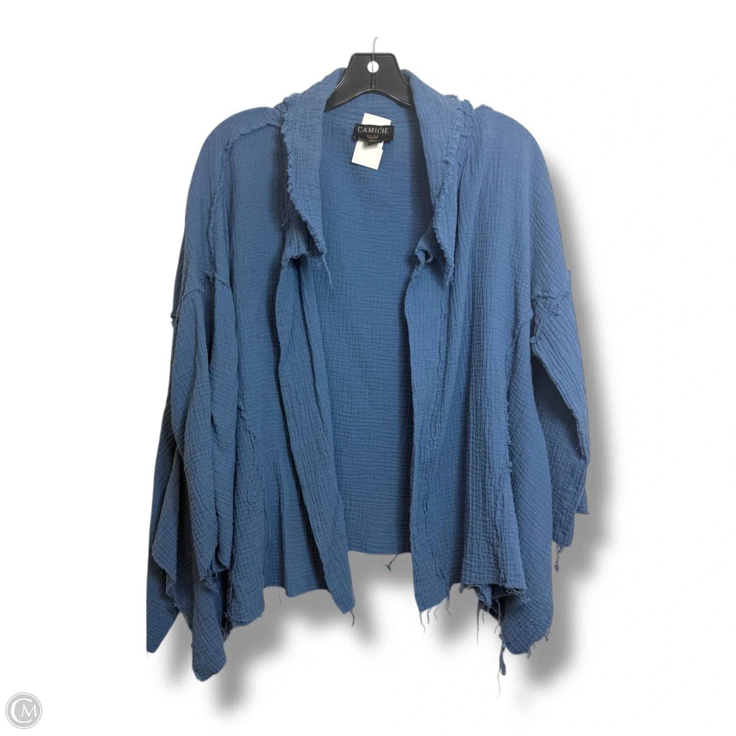 Open front Top Long Sleeve Basic By Clothes Mentor In Blue, Size: L