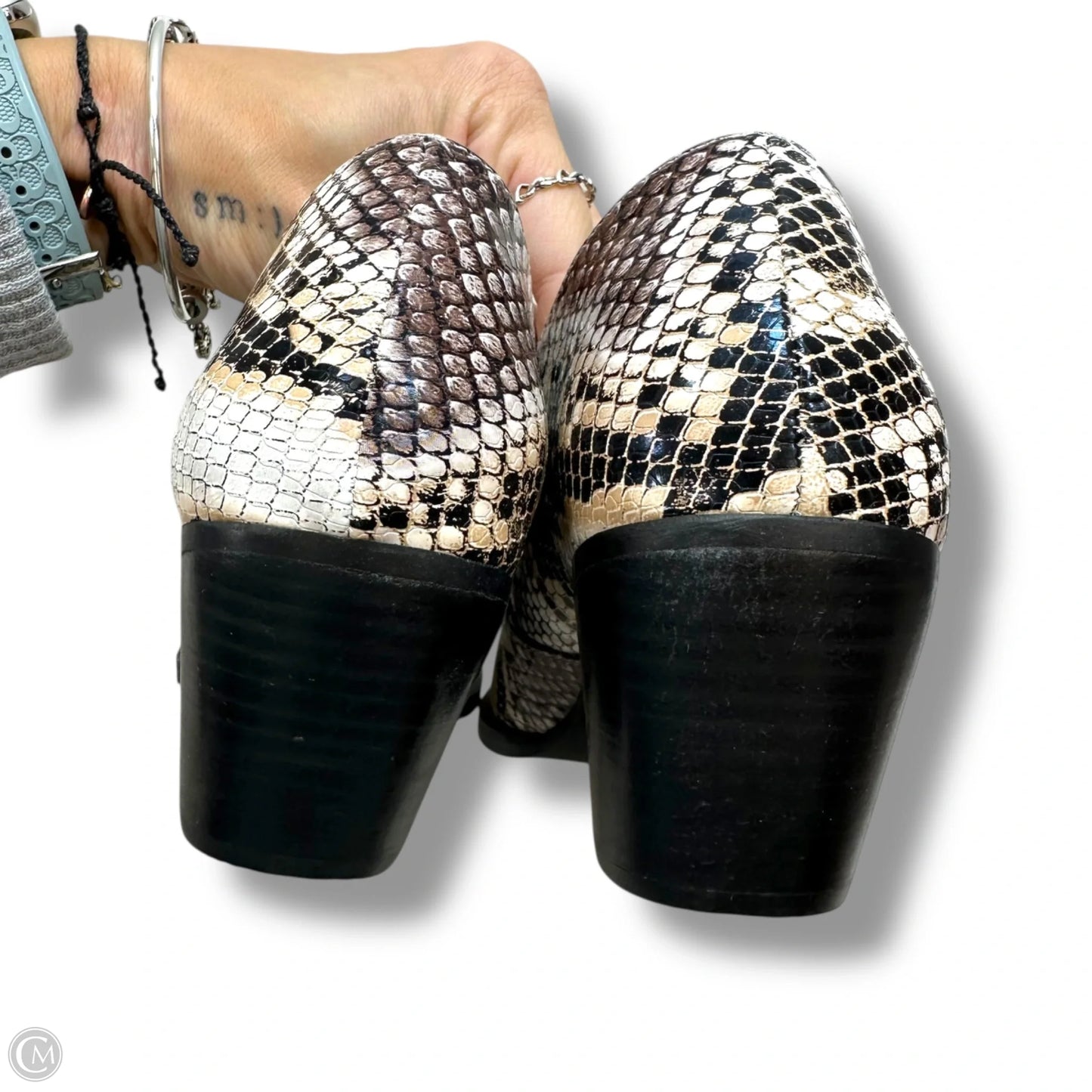 Boots Ankle Heels By A RIDER GIRL In Snakeskin Print, Size: 6.5