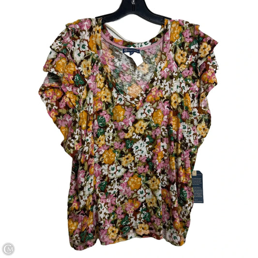 Top Short Sleeve By Democracy In Floral Print, Size: 2x