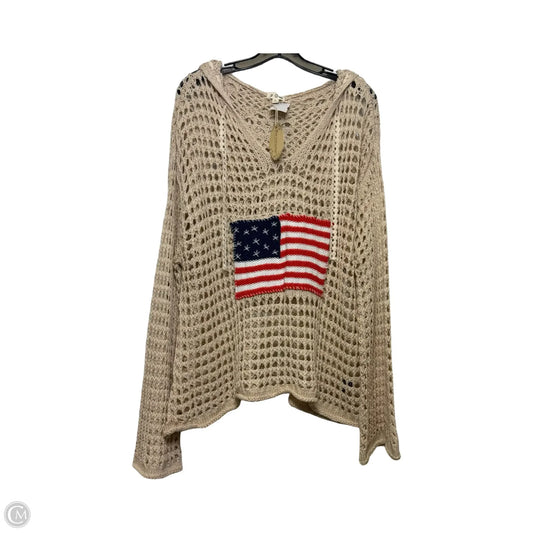 Top Long Sleeve By Pol In Tan, Size: L