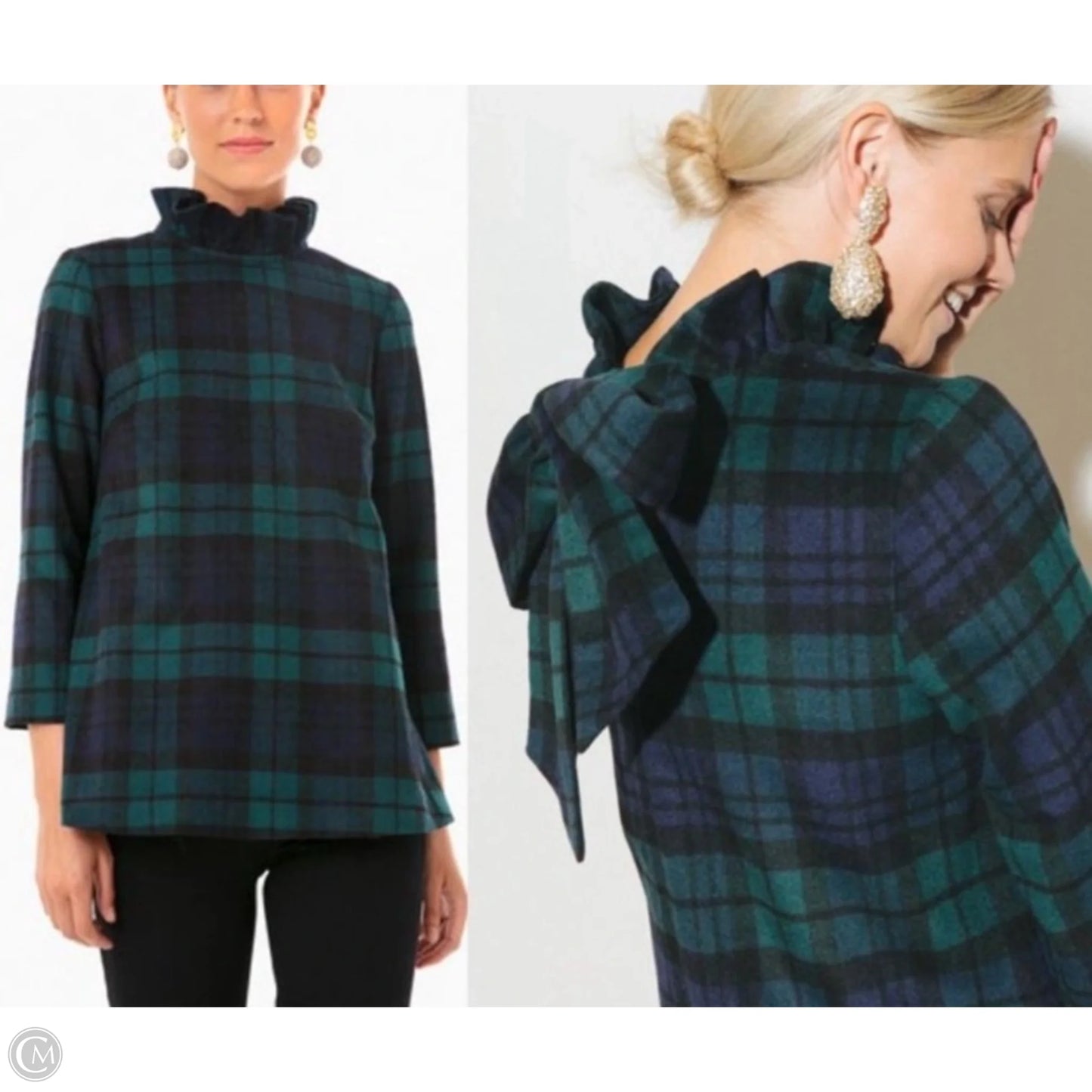 Blackwatch Plaid Faye Blouse Top Long Sleeve By Tuckernuck In Plaid Pattern, Size: S