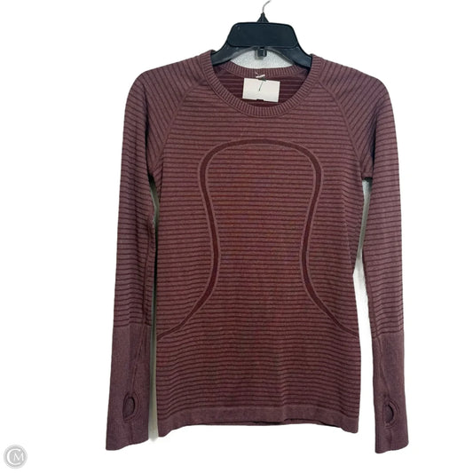 Athletic Top Long Sleeve Crewneck By Lululemon In Maroon, Size: M