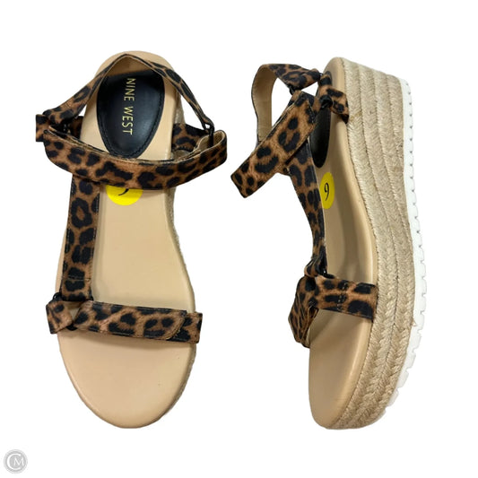 Sandals Heels Platform By Nine West In Leopard Print, Size: 9