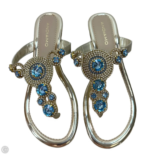 Sandals Heels Wedge By Clothes Mentor In Gold, Size: 8.5