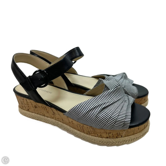 Sandals Heels Platform By Marc Fisher In Striped Pattern, Size: 9