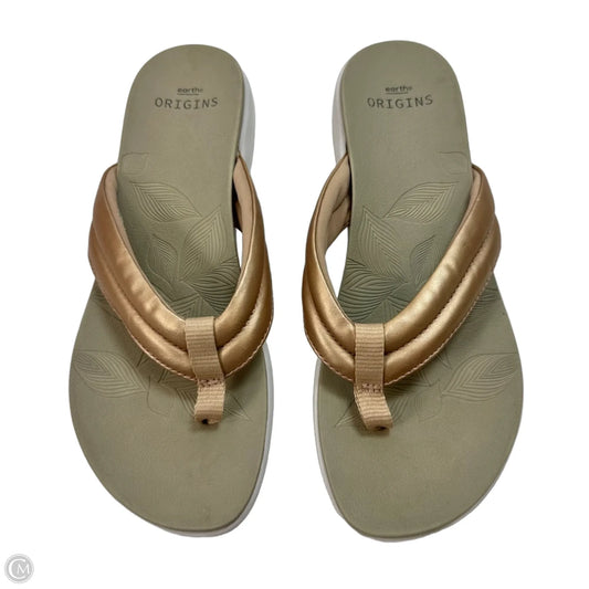 Sandals Flip Flops By Earth In Gold, Size: 8