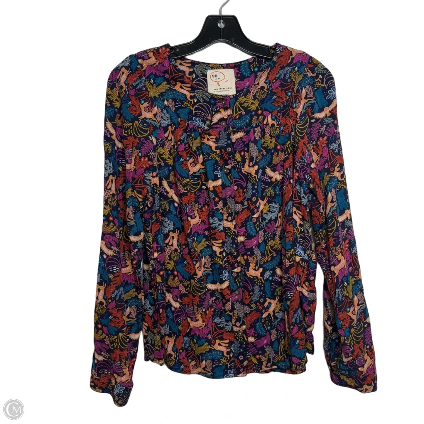 Top Long Sleeve By Anthropologie In Animal Print, Size: 12