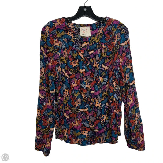Top Long Sleeve By Anthropologie In Animal Print, Size: 12