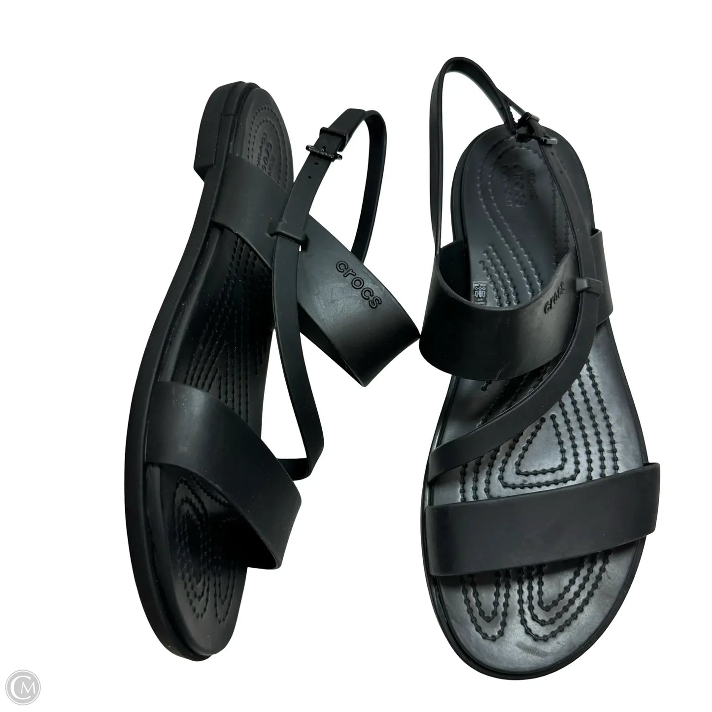 Sandals Flats By Crocs In Black, Size: 10