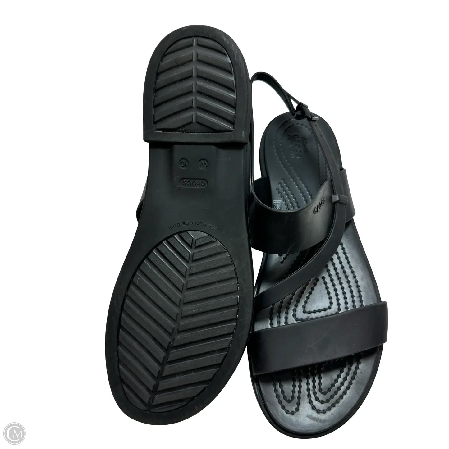 Sandals Flats By Crocs In Black, Size: 10