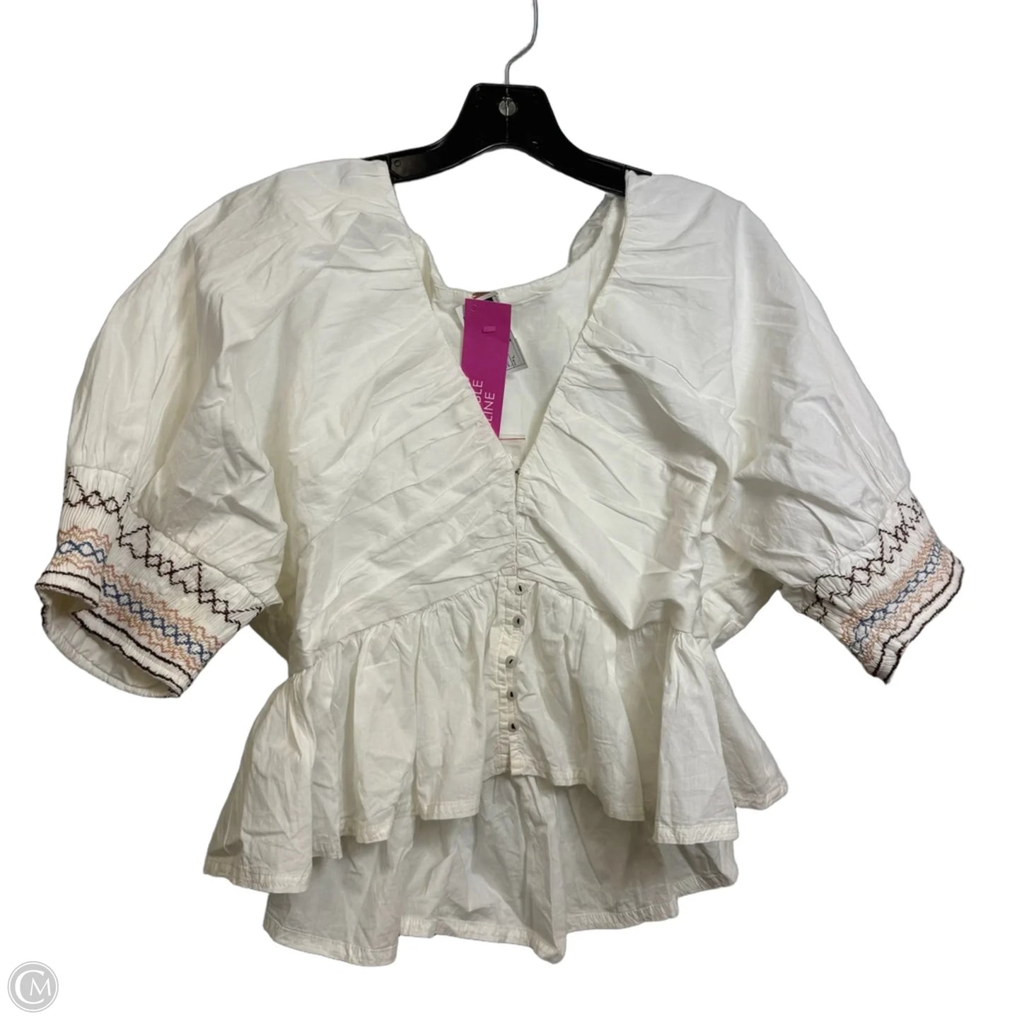 Top 3/4 Sleeve By Free People In White, Size: L