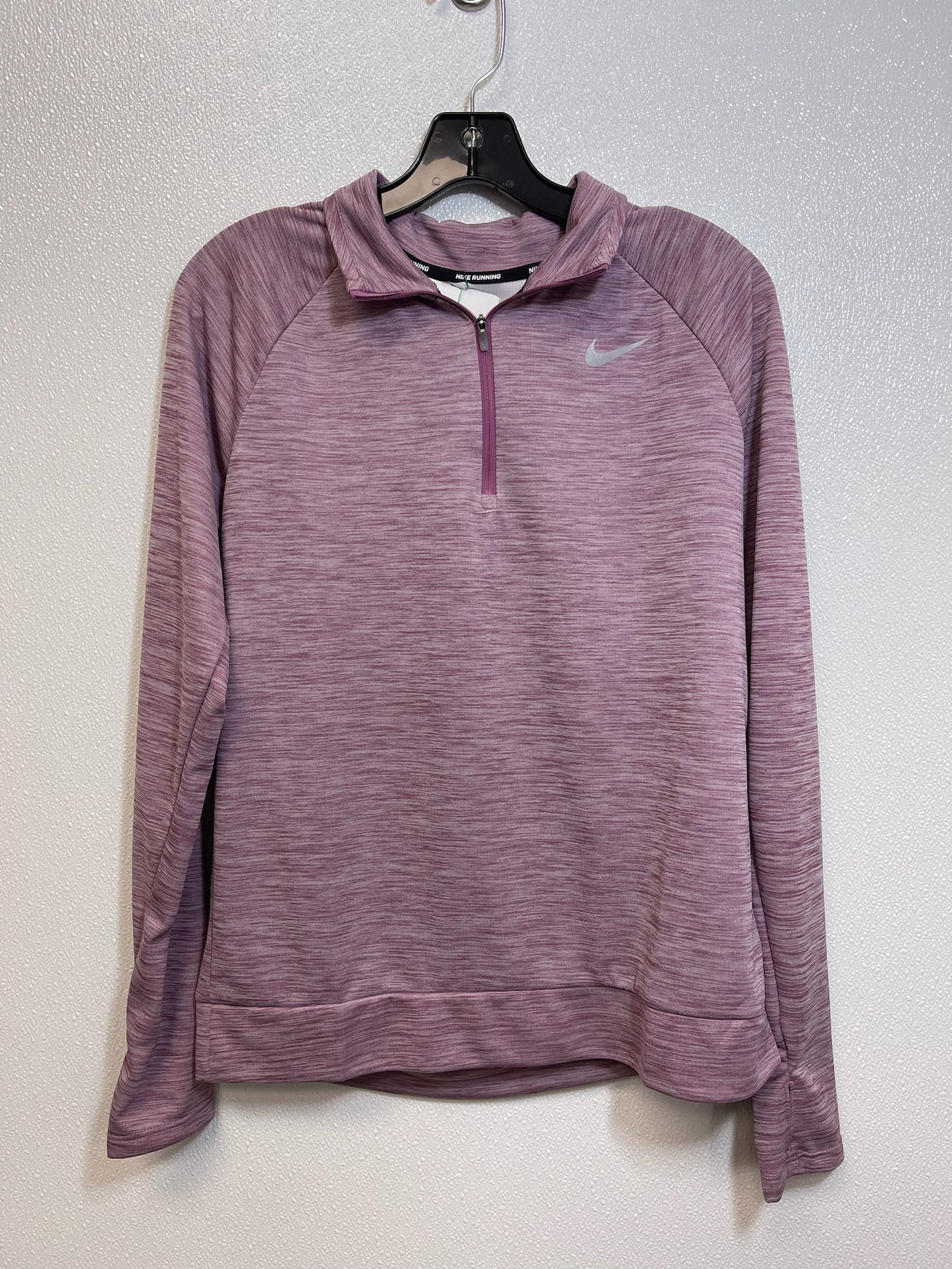 Athletic Top Long Sleeve Collar By Nike In Purple, Size: S