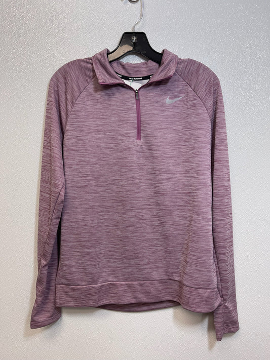 Athletic Top Long Sleeve Collar By Nike In Purple, Size: S