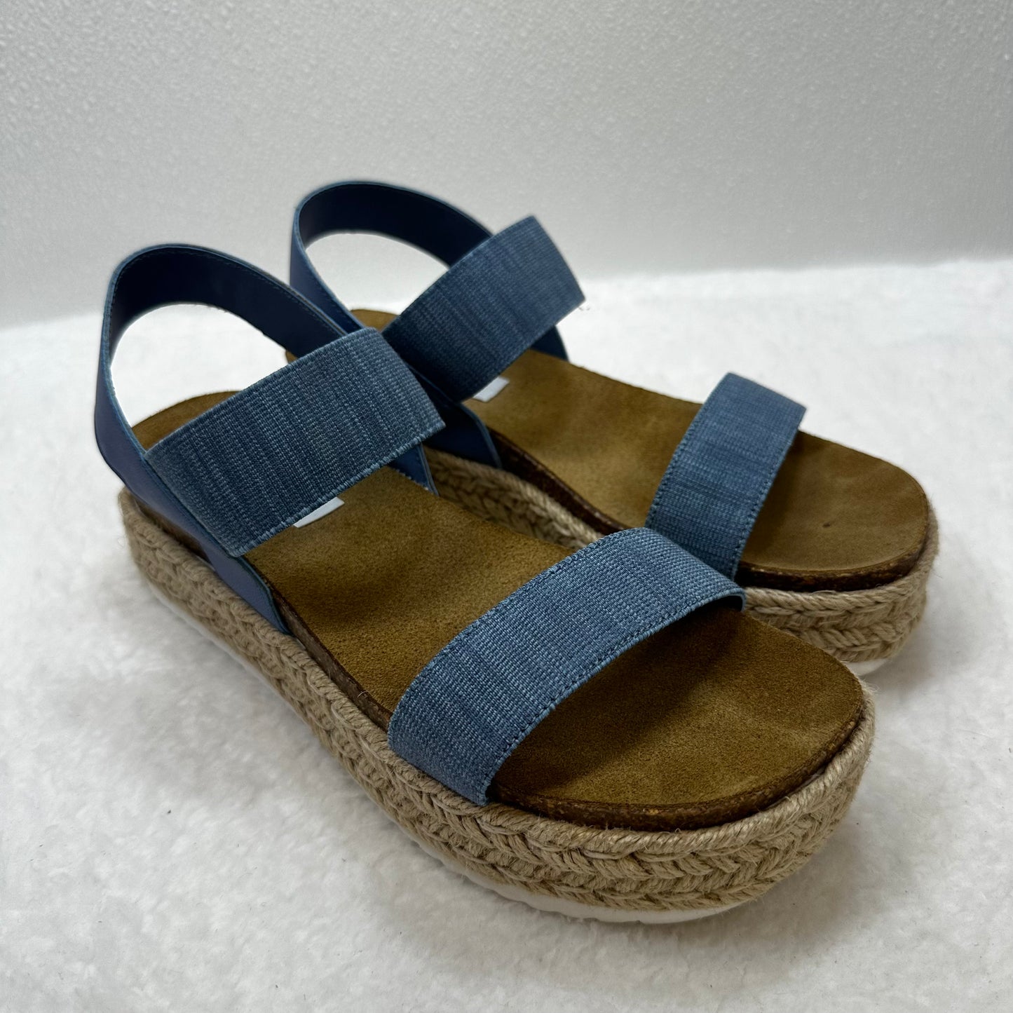 Blue Sandals Heels Wedge Steve Madden, Size 6.5