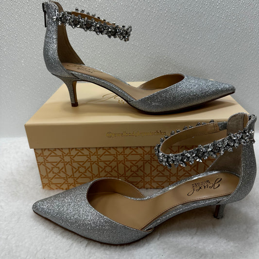 Silver Shoes Heels Stiletto Badgley Mischka, Size 8.5