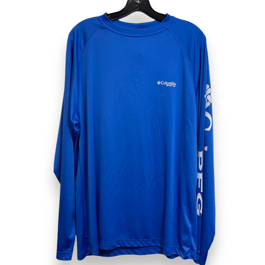 Athletic Top Long Sleeve Collar By Columbia In Royal Blue, Size: M