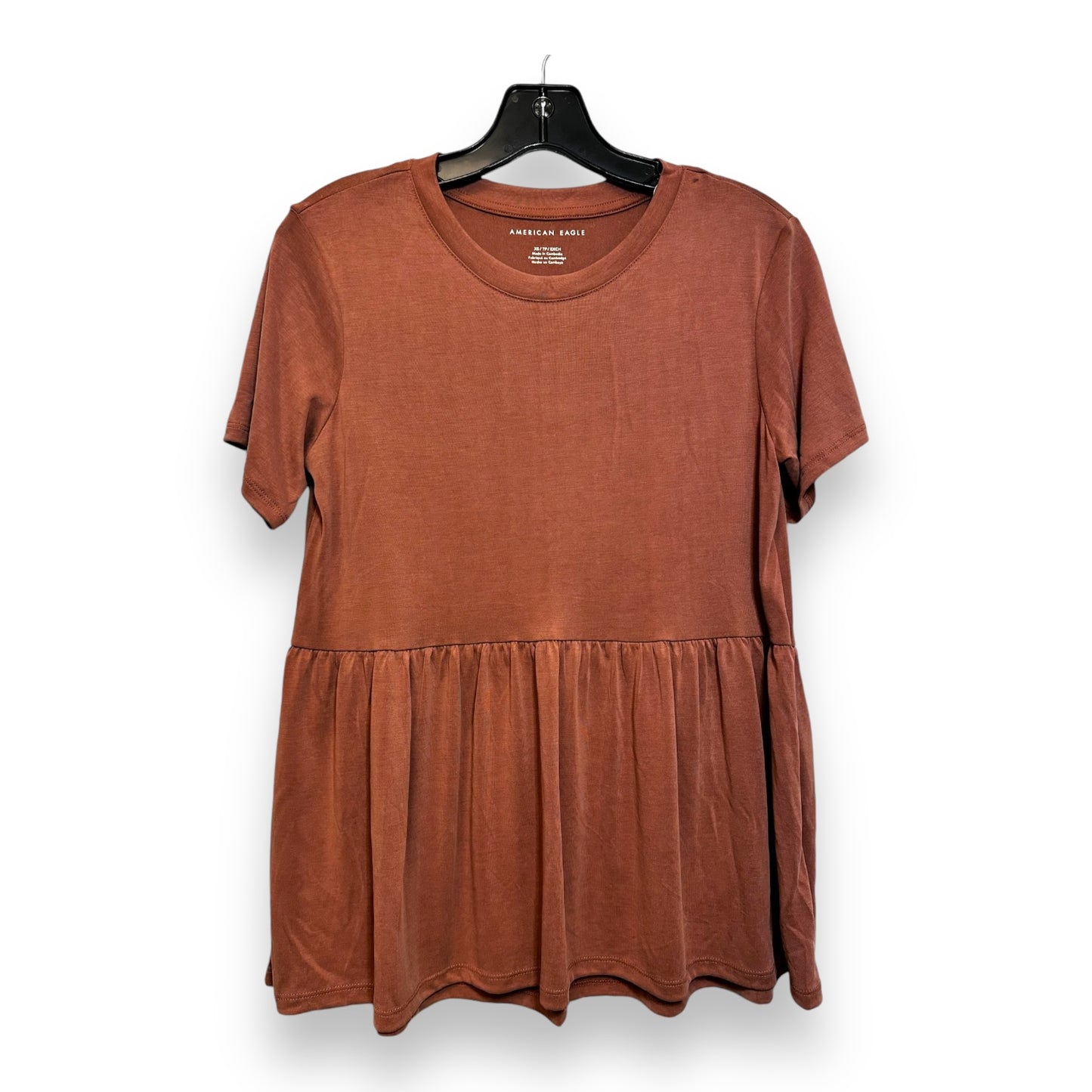 Top Short Sleeve Basic By American Eagle In Brown, Size: Xs