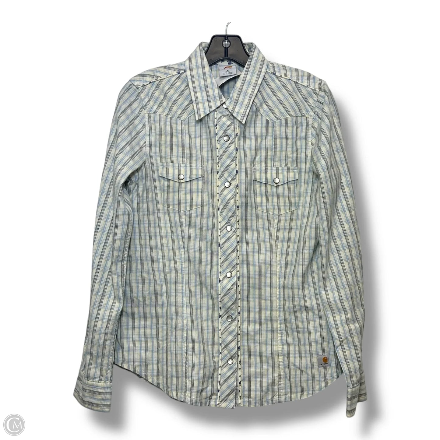 Top Long Sleeve By Carhartt In Plaid Pattern, Size: M