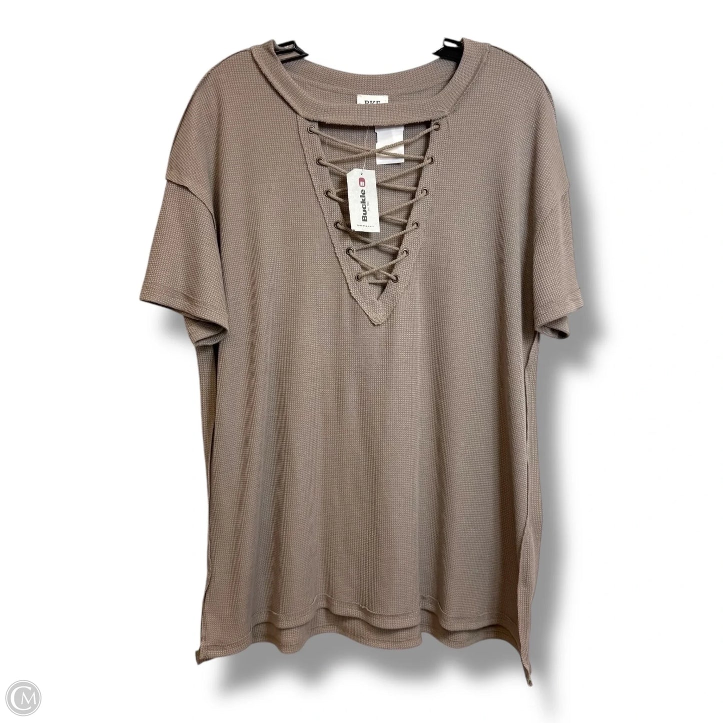 Top Short Sleeve By Bke In Brown, Size: L