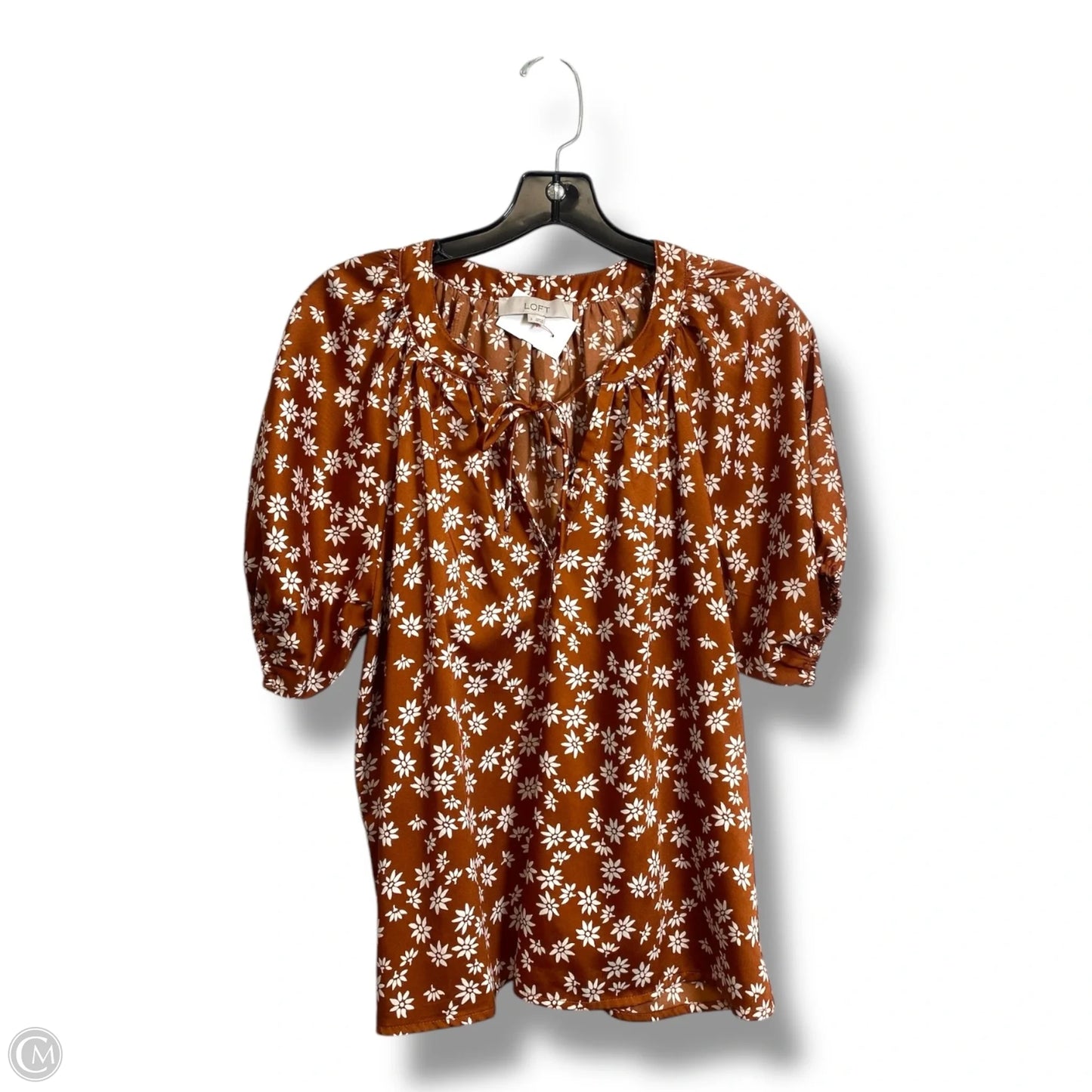 Top Short Sleeve By Loft In Brown, Size: S