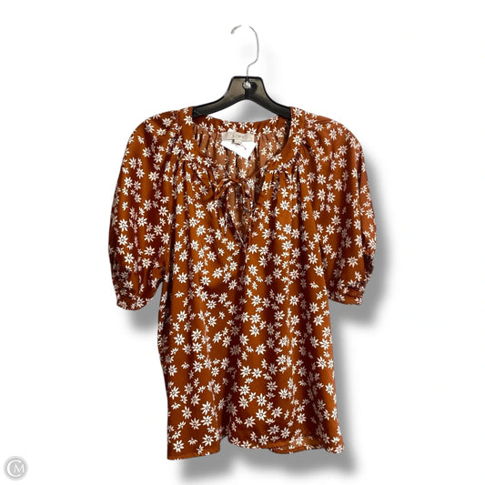 Top Short Sleeve By Loft In Brown, Size: S