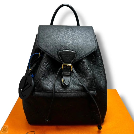Black Leather monogram Montsouris Backpack Luxury Designer By Louis Vuitton, Size: Medium