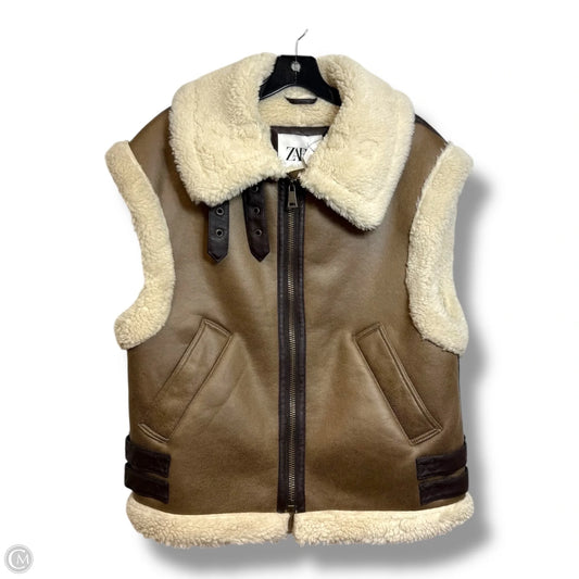 Vest Faux Fur & Sherpa By Zara In Brown, Size: Xs