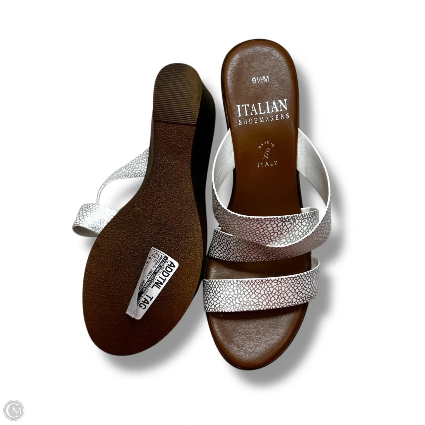 Sandals Heels Wedge By Italian Shoemakers In White, Size: 9.5